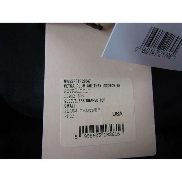 NWT Nanushka Petra Draped Sleeveless Asymmetrical Tank Top Brown Vegan Leather - Picture 15 of 16